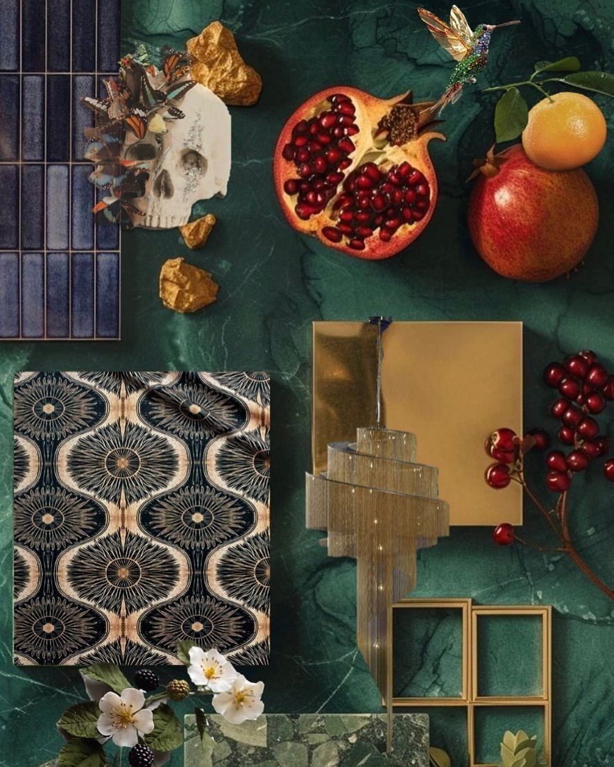 Still Life Collage With Pomegranates, Orange And Flowers — Everyday Interiors in Helensburgh, NSW