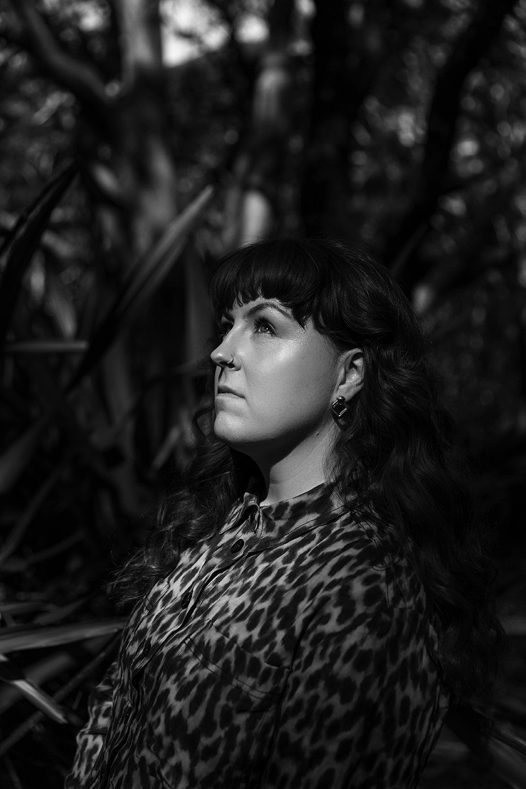 Black And White Portrait Of A Woman In A Leopard Print Top — Everyday Interiors in Helensburgh, NSW