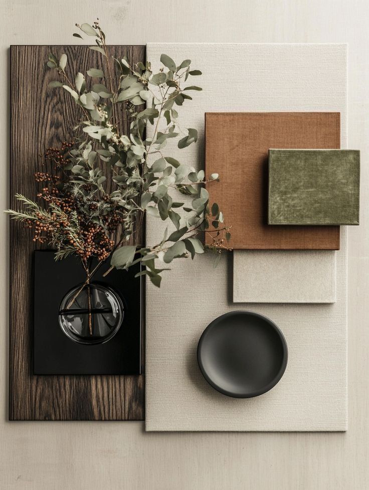 Stylized Flat Lay Of Neutral Wall Art With Dried Leaves — Everyday Interiors in Helensburgh, NSW