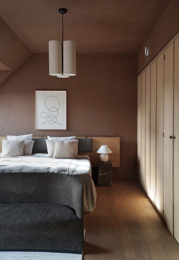 Cozy Bedroom With A Bed, Pendant Light And A Framed Art — Everyday Interiors in Helensburgh, NSW