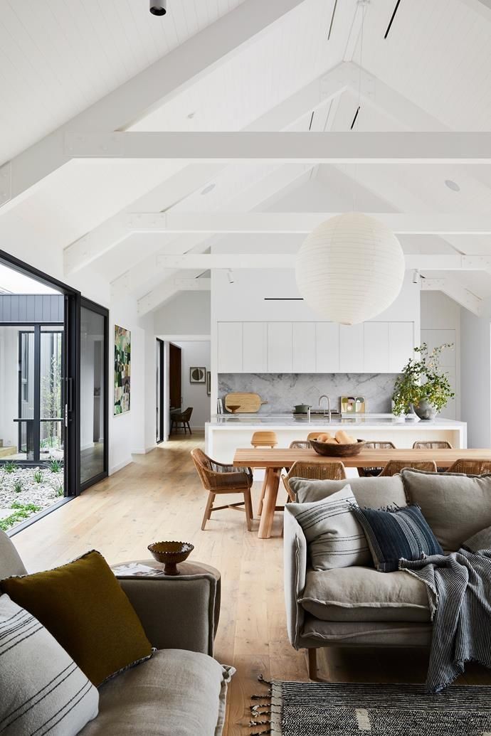 Bright White Open Plan Living Room With Vaulted Ceiling — Everyday Interiors in Helensburgh, NSW