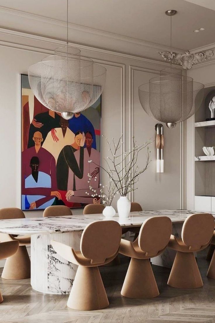Elegant Dining Room With A Long Table And A Sculptural Chairs — Everyday Interiors in Helensburgh, NSW