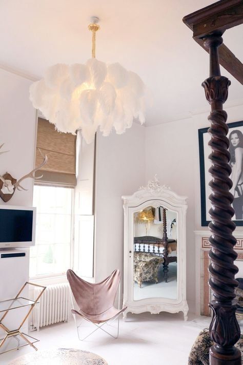 Elegant White Room With A Feathery Pendant Light — Everyday Interiors in Helensburgh, NSW