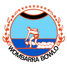 Wombarra Bowlo Logo With Surfer On A Blue Circle — Everyday Interiors in Helensburgh, NSW