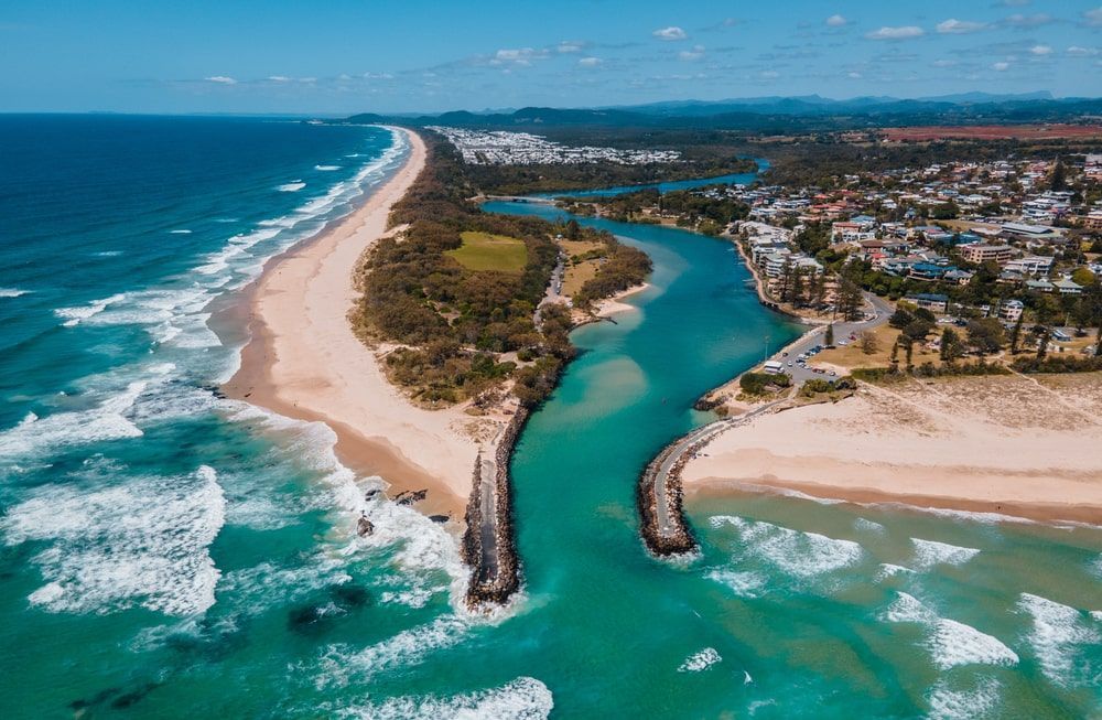 An Aerial View Of A Beach And A River — Premier Roofing Solutions In Kingscliff, NSW