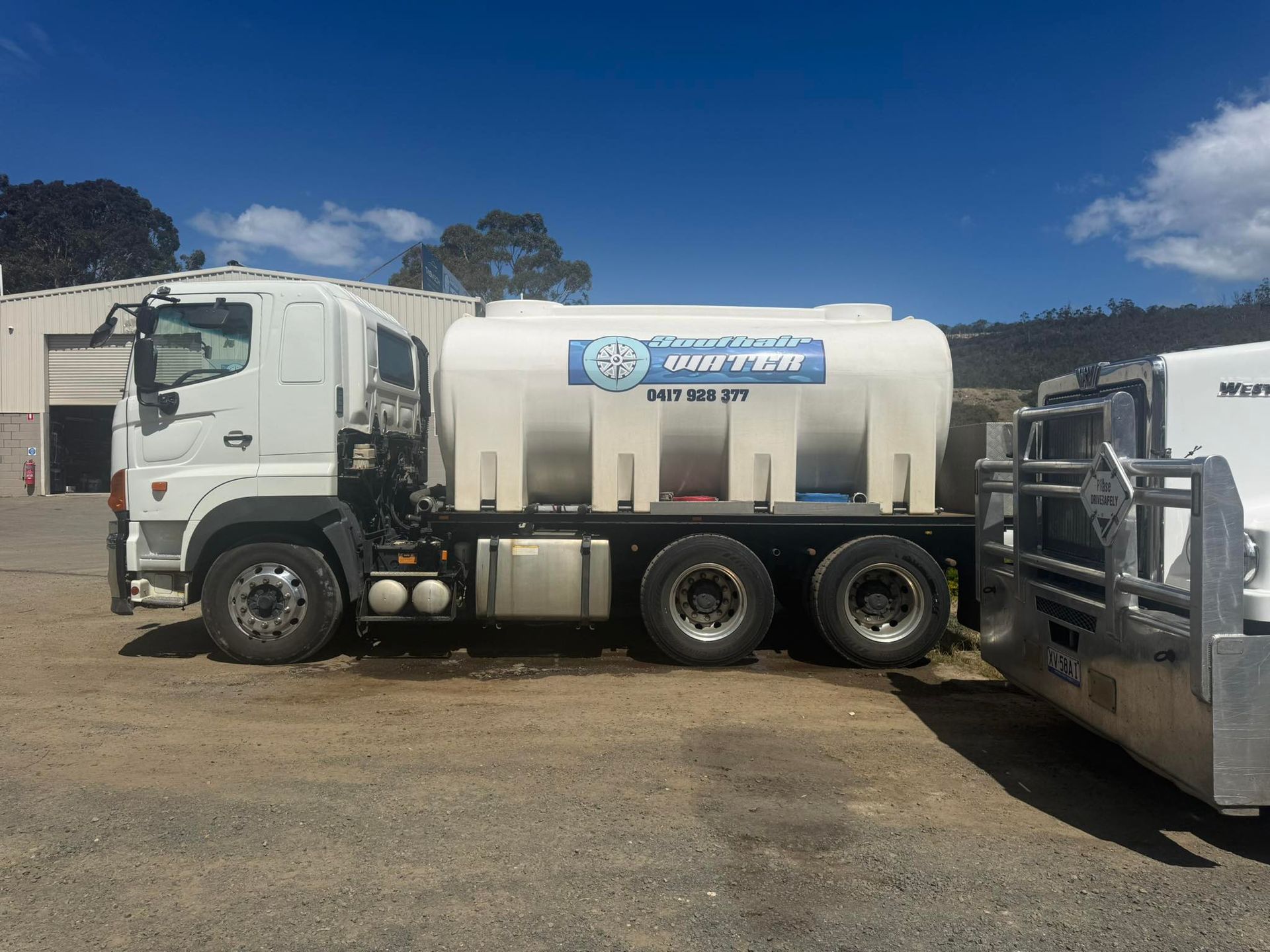 A White Water Tanker Truck Parked in an Outdoor Lot — SOUTHAIR WATER In Mornington, TAS
