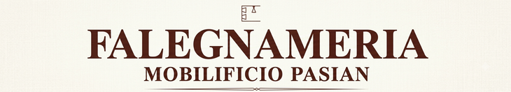 FALEGNAMERIA MOBILIFICIO PASIAN - LOGO Logo con la scritta “FALEGNAMERIA” e, in caratteri più piccoli, “MOBILIFICIO PASIAN” in rosso scuro su sfondo chiaro.