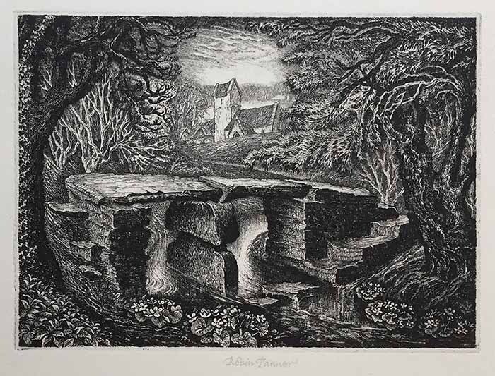 'The Clapper Bridge' An etching by Robin Tanner 'The Clapper Bridge' An etching by Robin Tanner