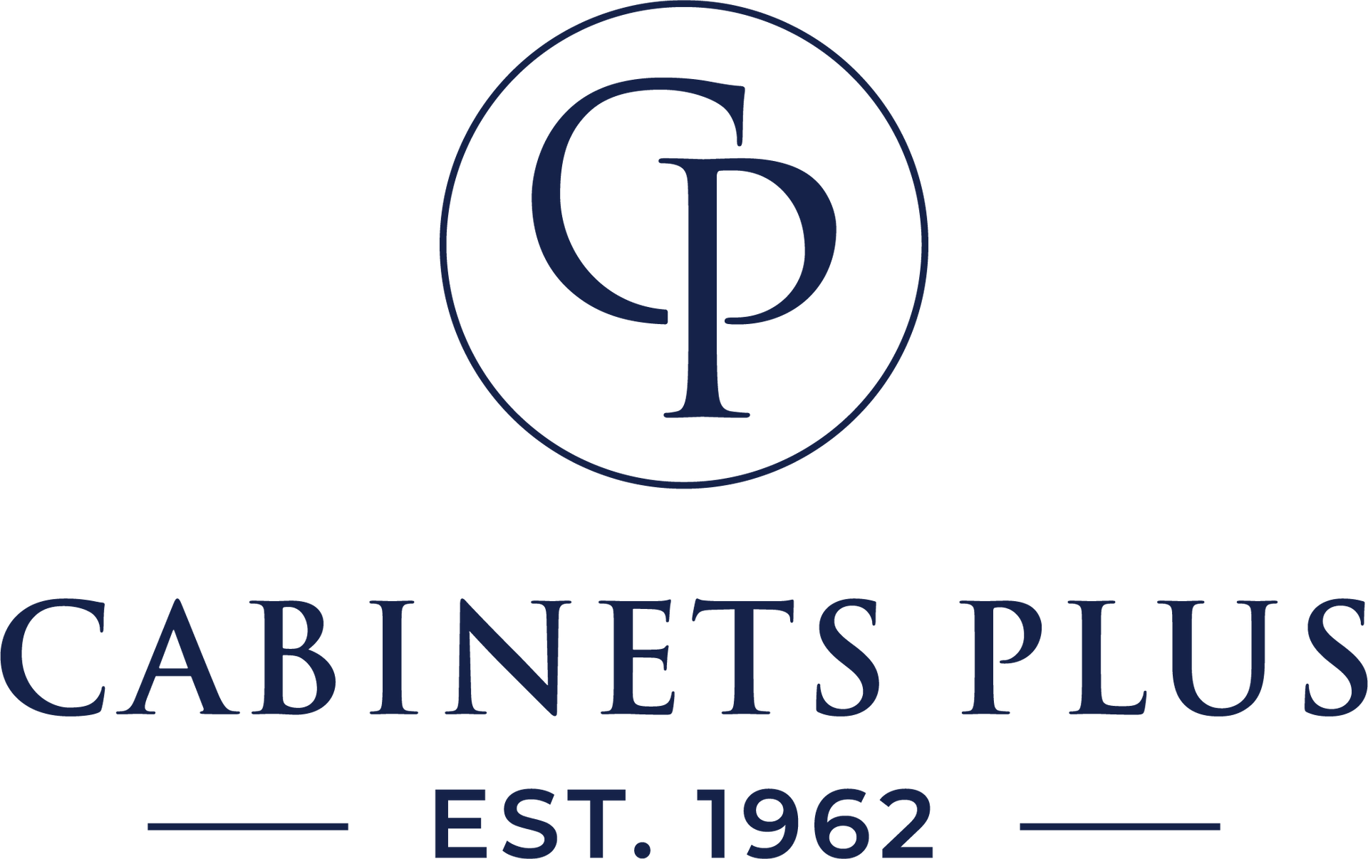 Cabinets Plus logo in blue with stylized CP monogram and text on white background in Arlington Heights, IL