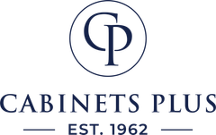 Cabinets Plus logo in blue with stylized CP monogram and wordmark on a light background in Arlington Heights, IL