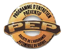 A gold PEP (Preventive Maintenance Program) logo for Société de l'assurance automobile du Québec.