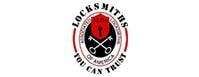 Locksmiths of America logo: Red shield with key and crossed keys, Logo for