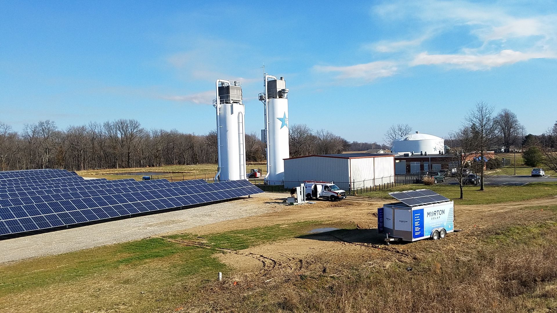 Indiana American Water plant in Newburgh, Indiana. Project designed by ICE and installed by Morton Solar.