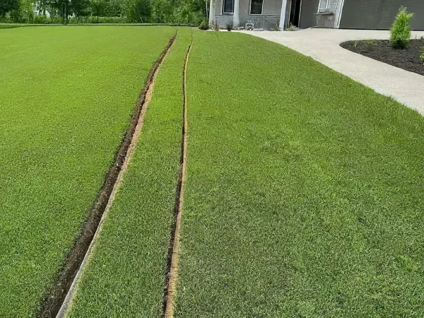 Yard drainage and grading service in Argyle TX improving water flow and preventing standing water issues