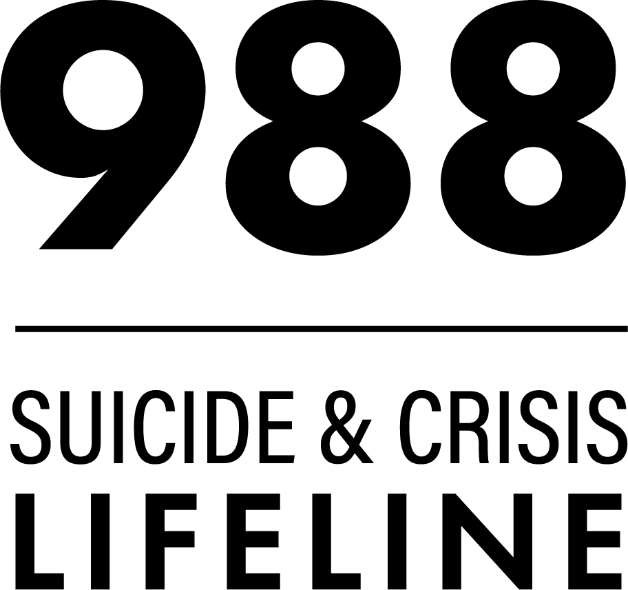 The 988 Suicide & Crisis Lifeline logo in black text on a white background.