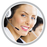 A woman wearing a headset is smiling in a circle
