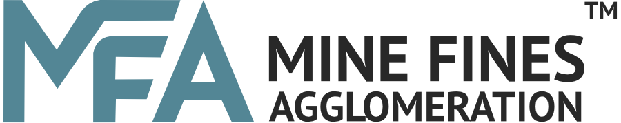 Logo of Mine Fines Agglomeration, text and acronym MFA in teal, black font.