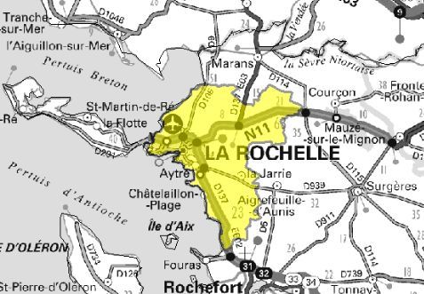 Carte de l'allotissement La Rochelle local 1, Canal 10C - 213.360 MHz