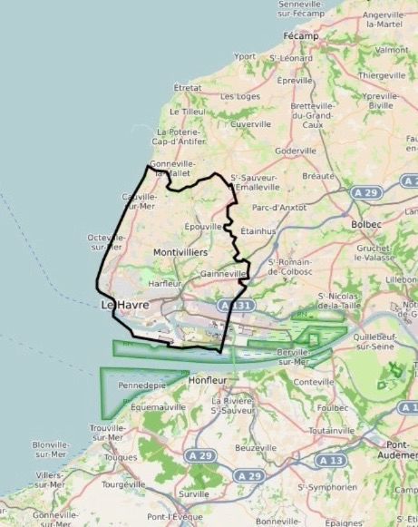 Carte de l'allotissement Le Havre local 1, Canal 10D - 215.072