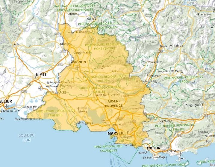 Carte de l'allotissement Marseille intermédiaire 1, Canal 8A - 195.936 MHz