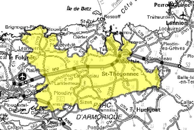 Carte de l'allotissement Brest local 1, Canal 7C - 192.352 MHz