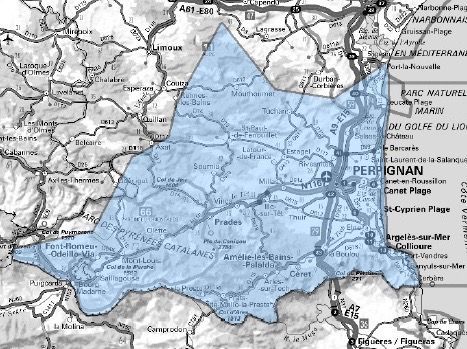 Carte de l'allotissement Perpignan étendu, Canal 5B - 176.640 MHz
