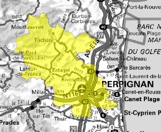 Carte de l'allotissement Perpignan local 1, Canal 11A - 216.928 MHz