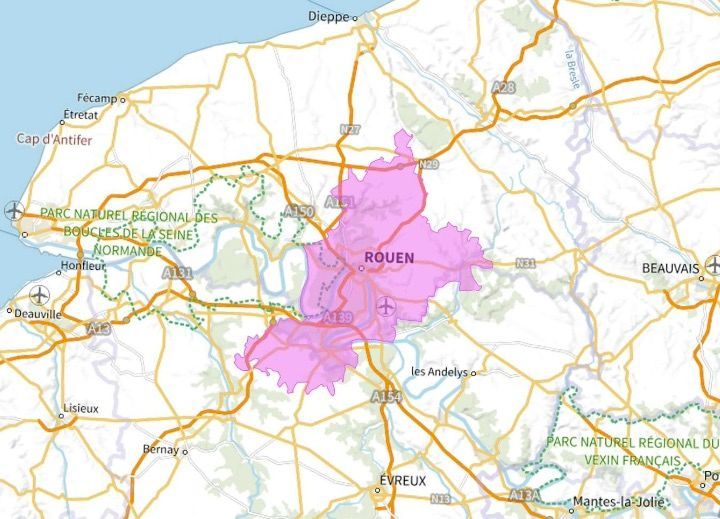 Carte de l'allotissement Rouen local 1, Canal 9C - 206.352