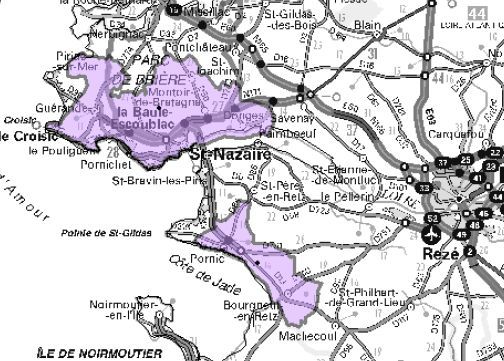 Carte de l'allotissement Saint-Nazaire local 1, Canal 8D - 201.072 MHz