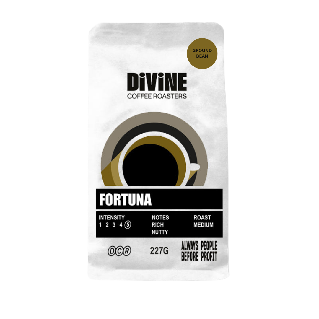 Divine Coffee Roasters: Fortuna is a strong and bold coffee blend, perfect for that morning