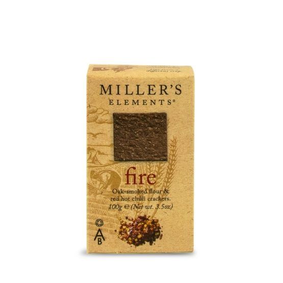 Miller's Elements Fire - Oaked-Smoked Flour & Red Hot Chilli Crackers 100g