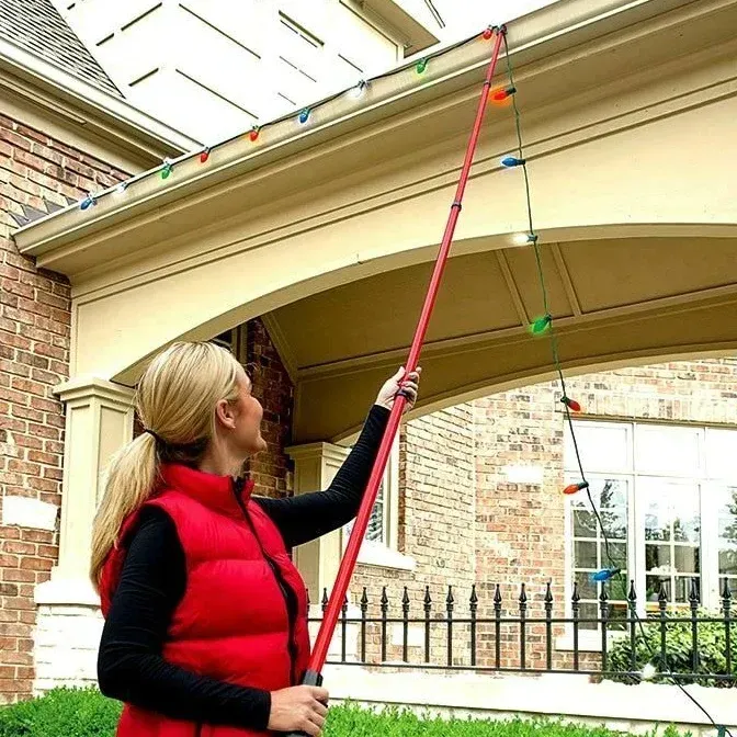 hang christmas lights with pole