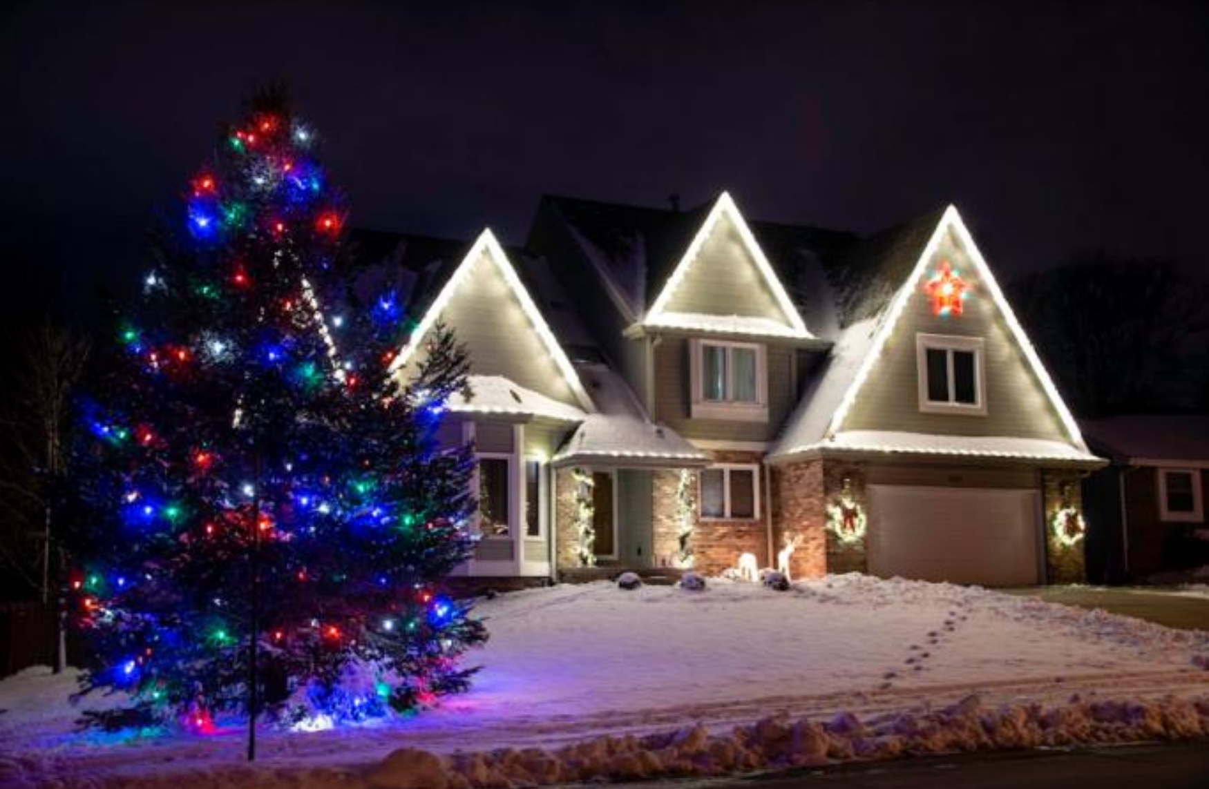 Photo of a home in Blaine, MN with professional Christmas light installation by Jingle Bulbs