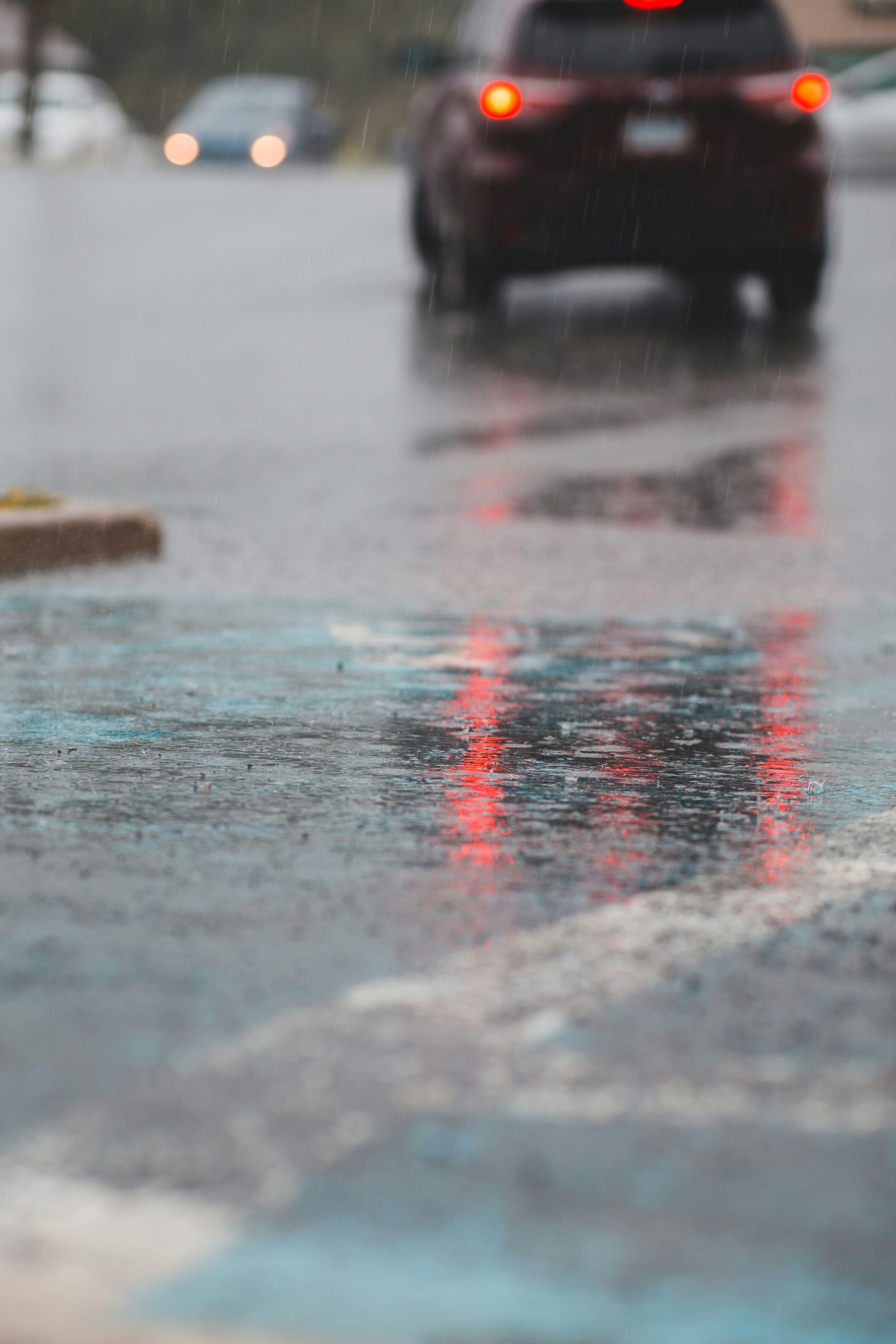 car on a wet road