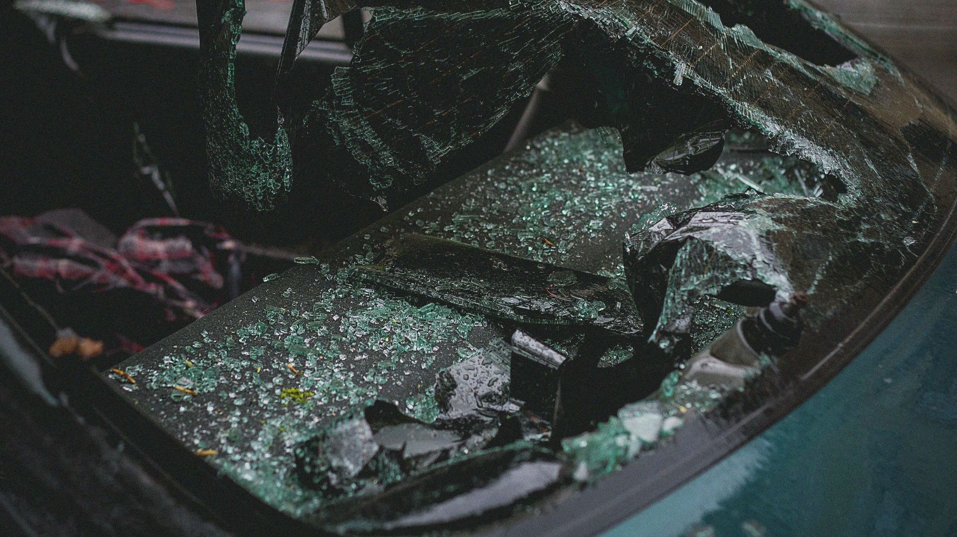 broken windshield from car accident