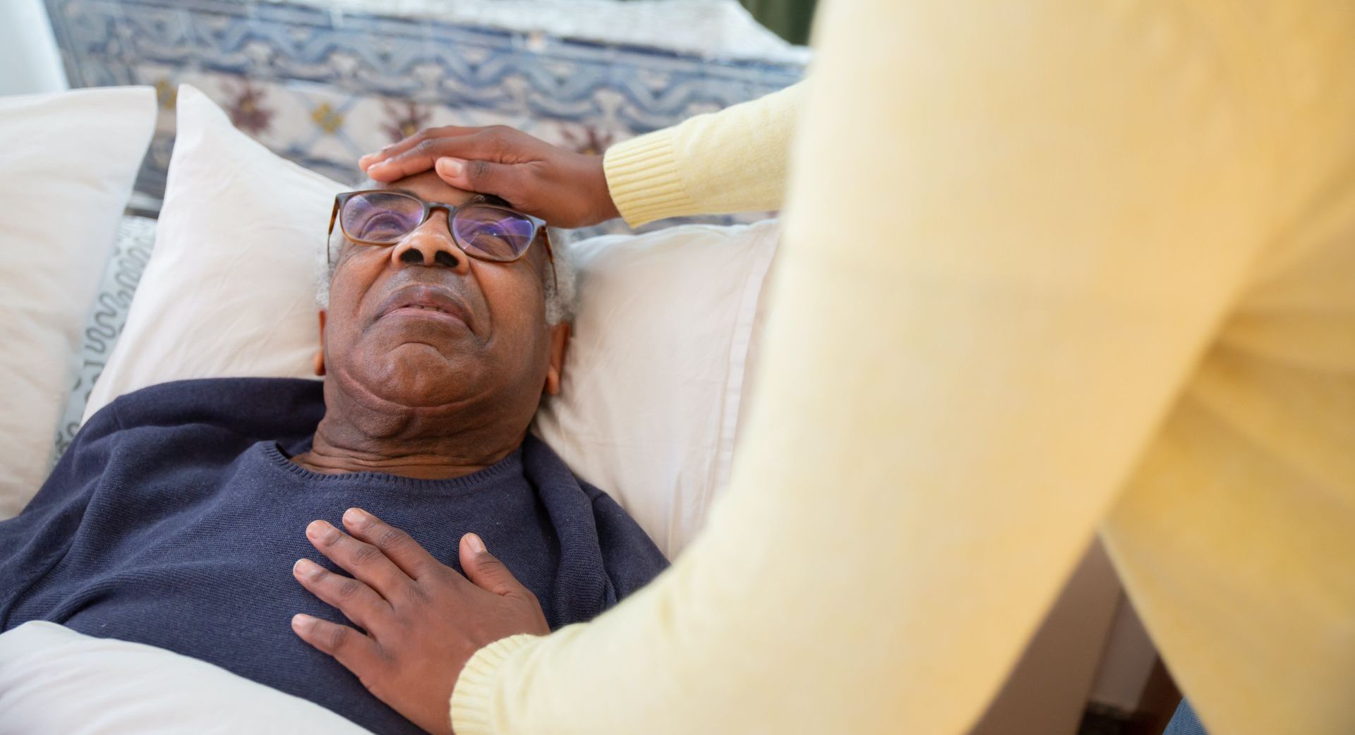 elderly man getting care
