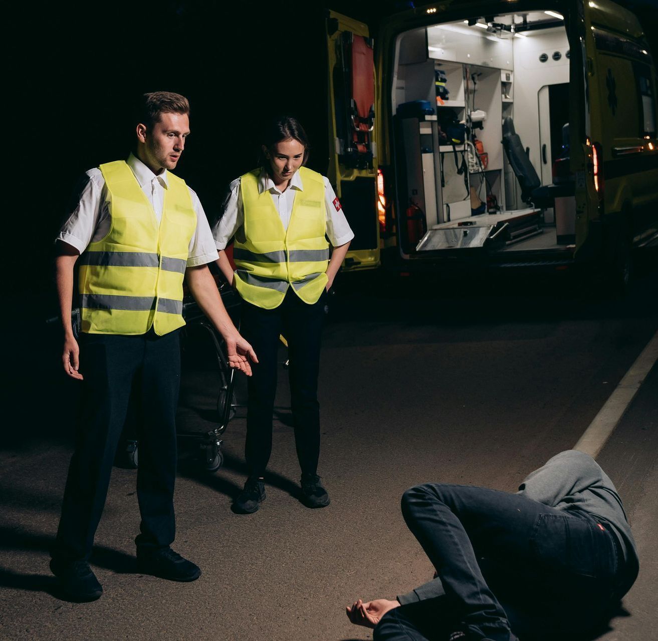 injured person in the road