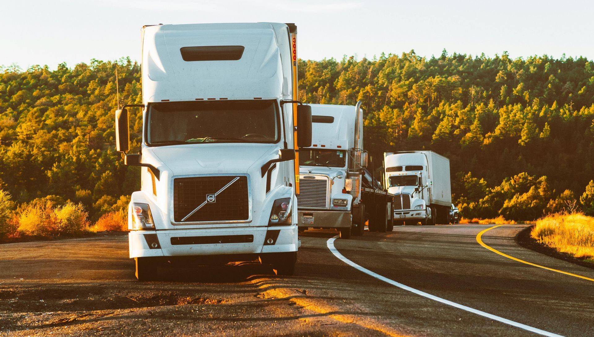 trucks on a highway