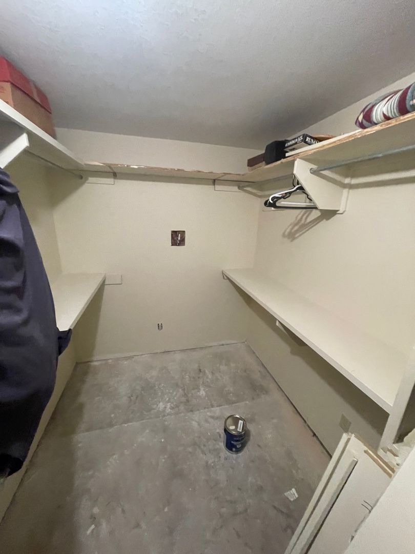 Closet where supply line water damage originated