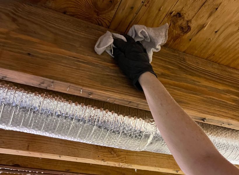 wiping after microbial spray
