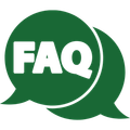 Green speech bubbles with white “FAQ” text.