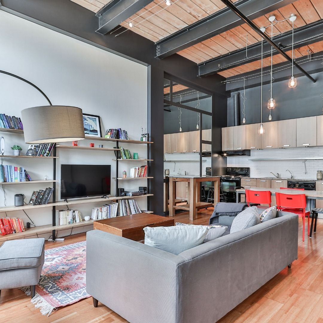 Living Room With Steel Beams — Boca Raton, FL — National Home Building & Remodeling Corp.
