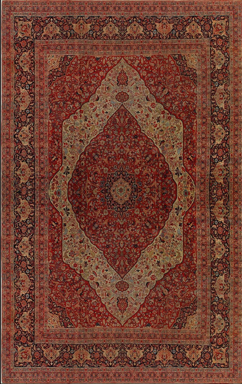 Antique Tabriz Hajijalili rug, 12'9
