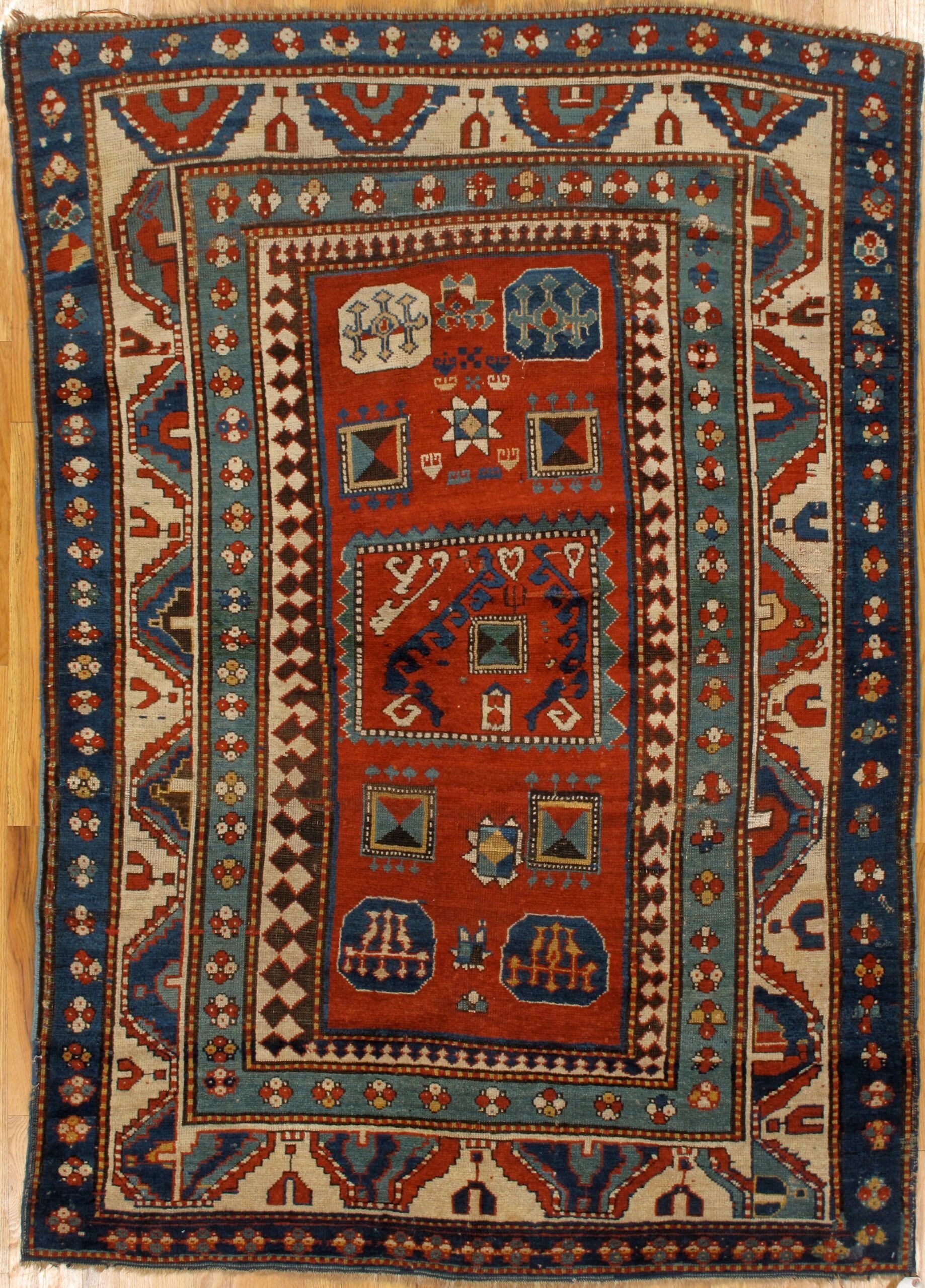 Antique Kazak rug, 4'6