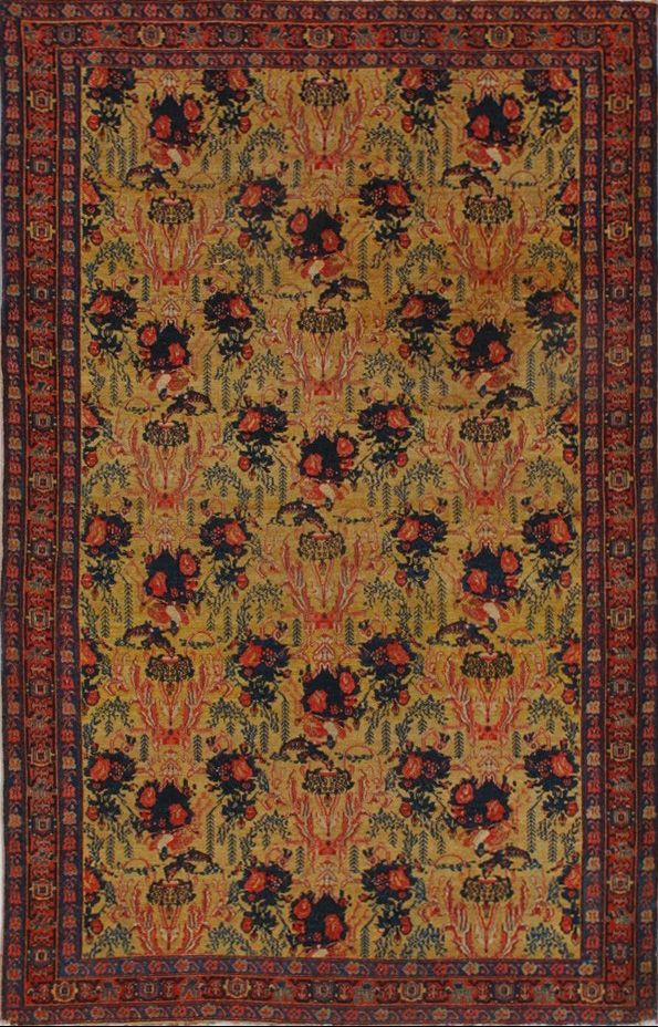 Antique Senneh Silk rug, 4'3