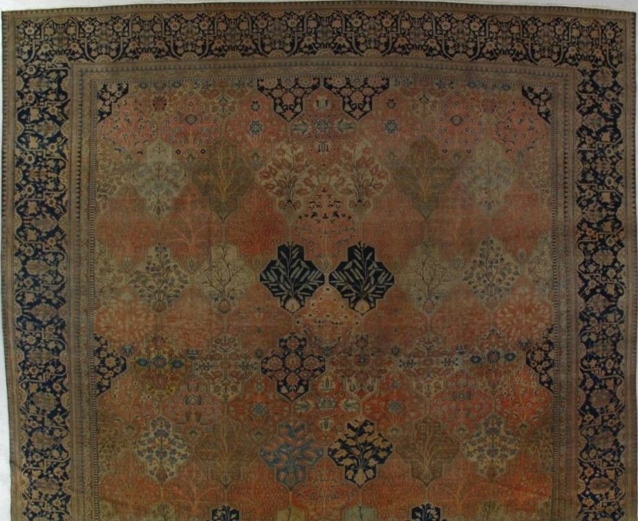 Antique Mohtasham Kashan rug, 12'10