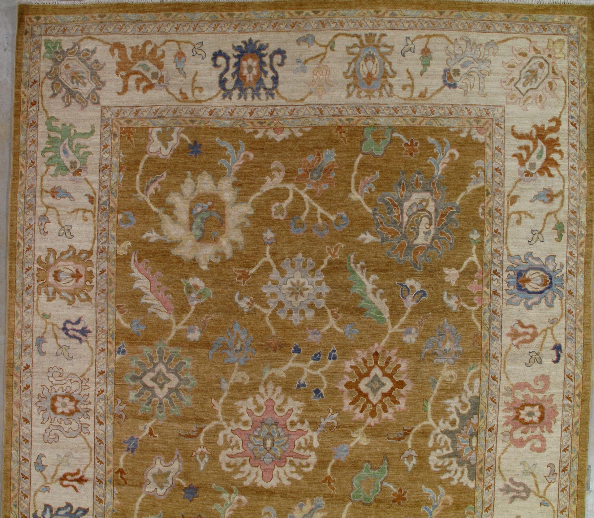 A rug with a floral pattern and the number 2 on it