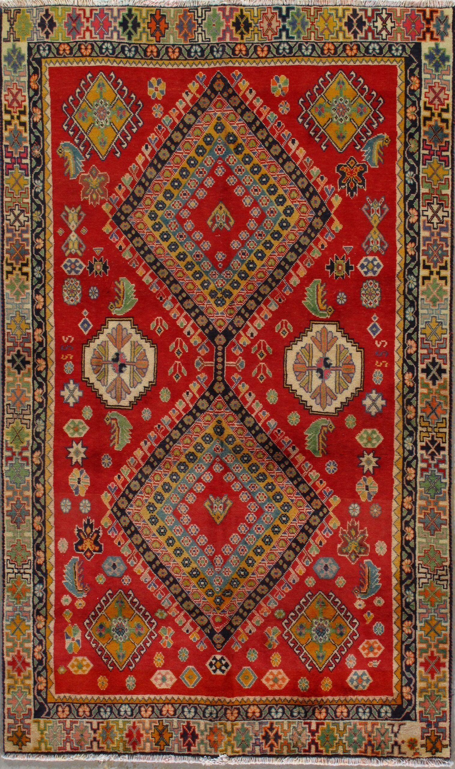 Vintage Persian Qashqai rug, 4'4