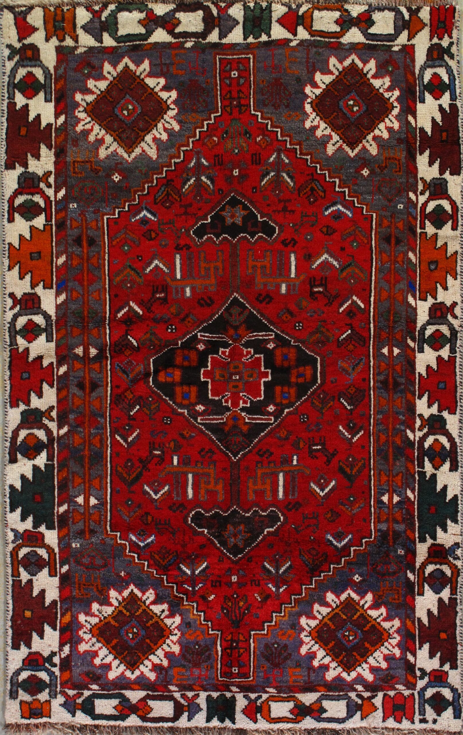 Vintage Persian Qashqai rug, 3'4