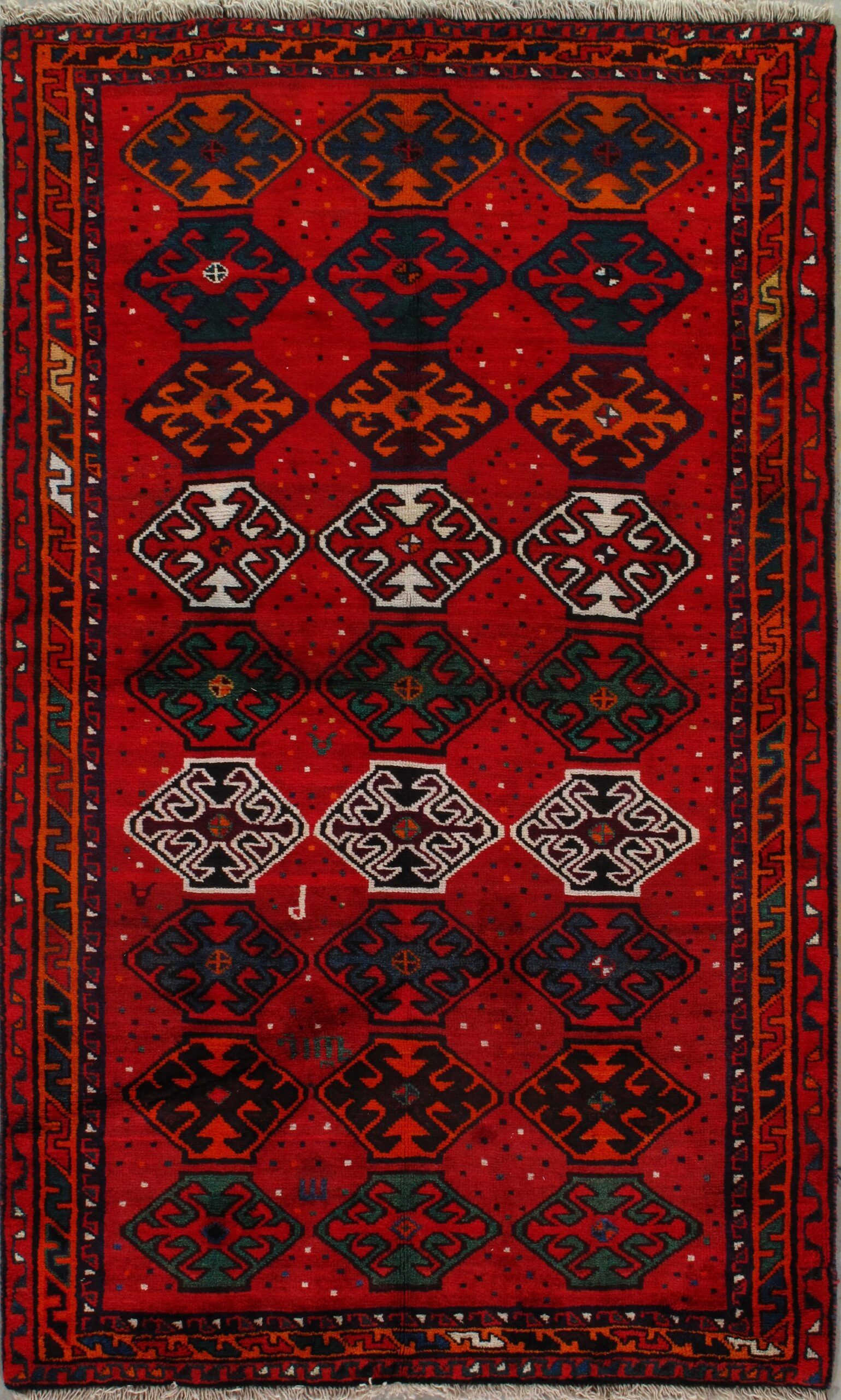 Vintage Persian Qashqai rug, 4'4